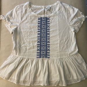 J. Crew White Embroided Peplum Top - Size 8